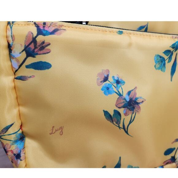 NEW Lug Flatbed Deluxe Cosmetic Make-up Case Yellow Bouquet Flower NWOT - Picture 7 of 7